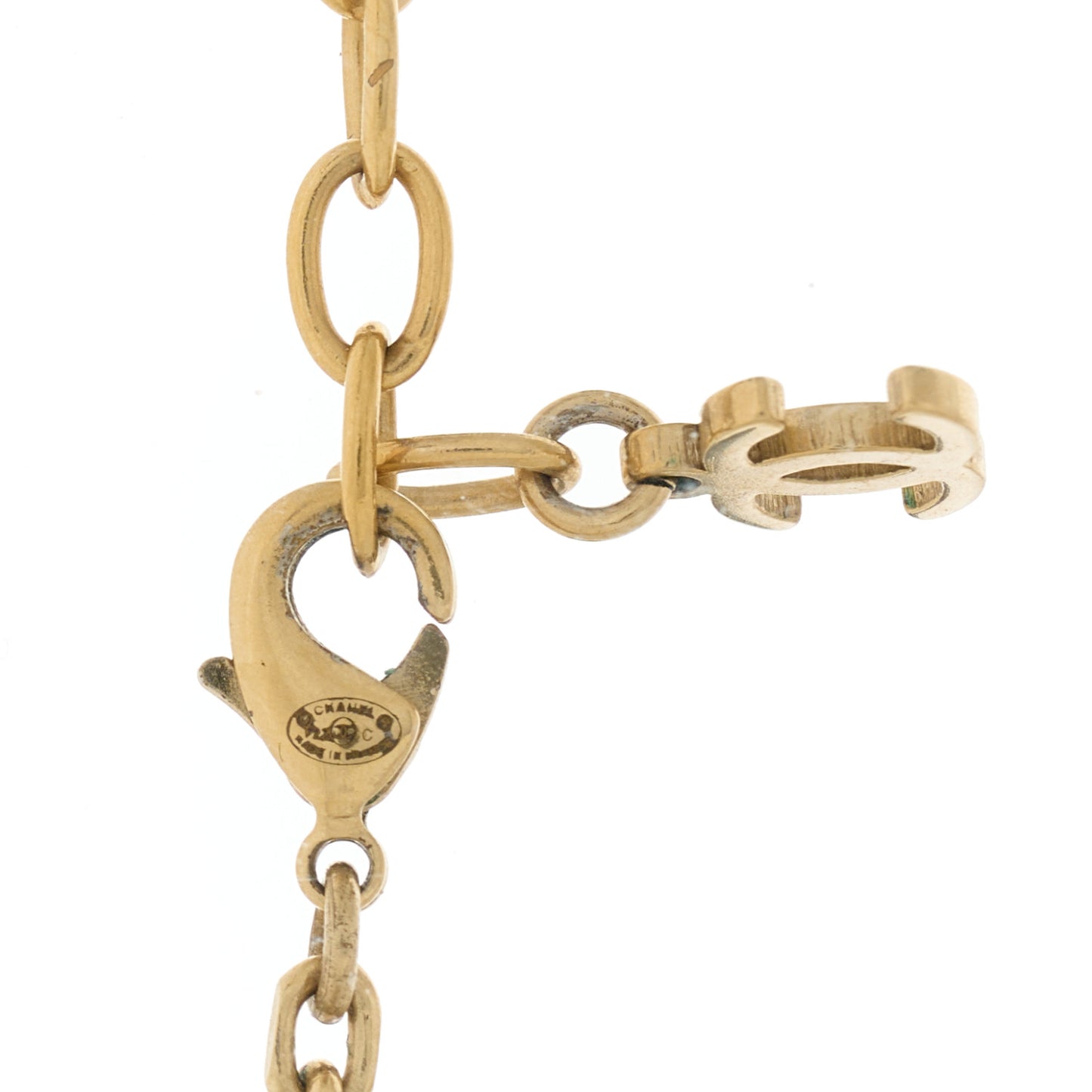 Crystal Textured CC Necklace Gold