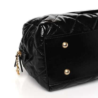 Chanel Shiny Aged Calfskin Quilted Medium Bowler Bag Black 9 of 10