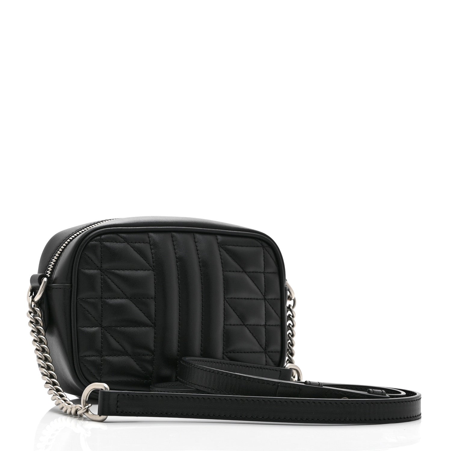Gucci Calfskin Matelasse Aria Mini GG Marmont Chain Shoulder Bag Black 3 of 11
