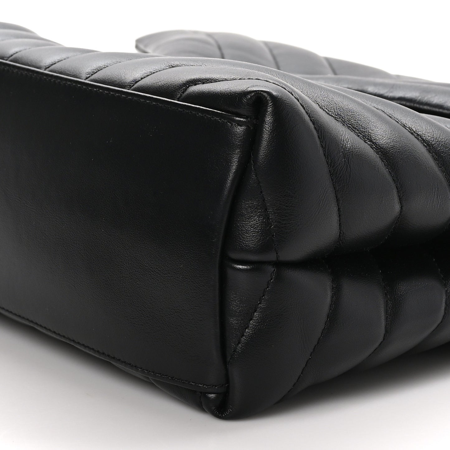 Calfskin Y Quilted Monogram Medium Loulou Chain Satchel Black