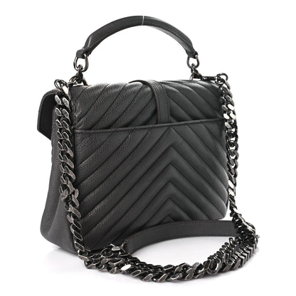 Saint Laurent Sheepskin Matelasse Chevron Monogram Medium College Bag Light Coal 3 of 10