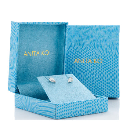 Anita Ko 18K White Gold Diamond Small Palm Leaf Earrings 5 of 5