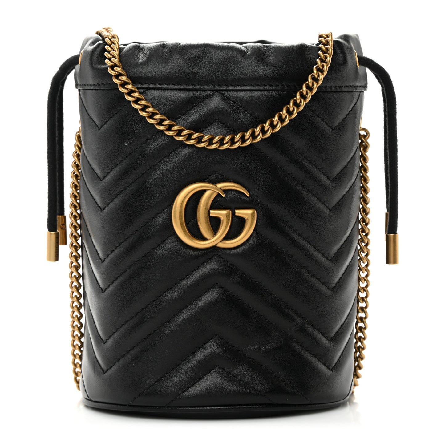Calfskin Matelasse Mini GG Marmont 2.0 Bucket Bag Black