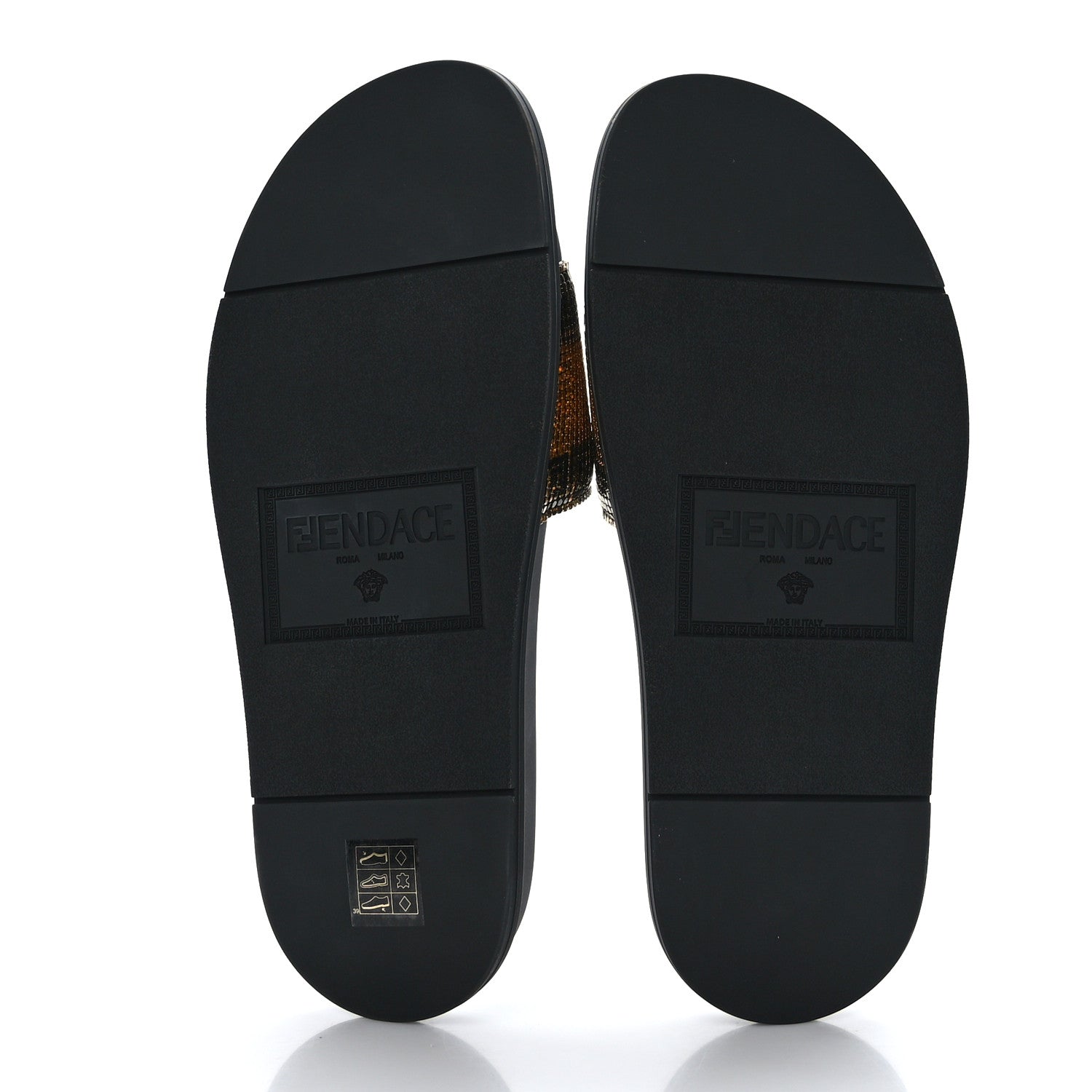 Versace X FENDI Metal Chainmail Mesh Pool Slides 42 Gold Black 5 of 8