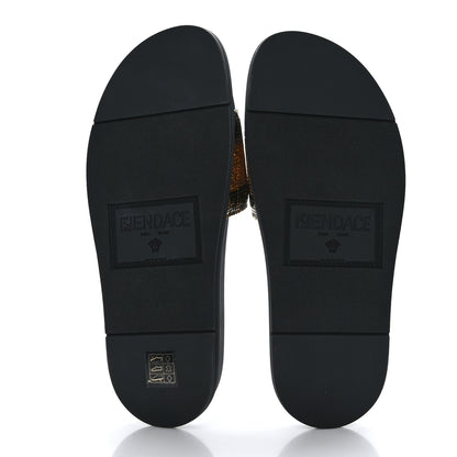 Versace X FENDI Metal Chainmail Mesh Pool Slides 42 Gold Black 5 of 8
