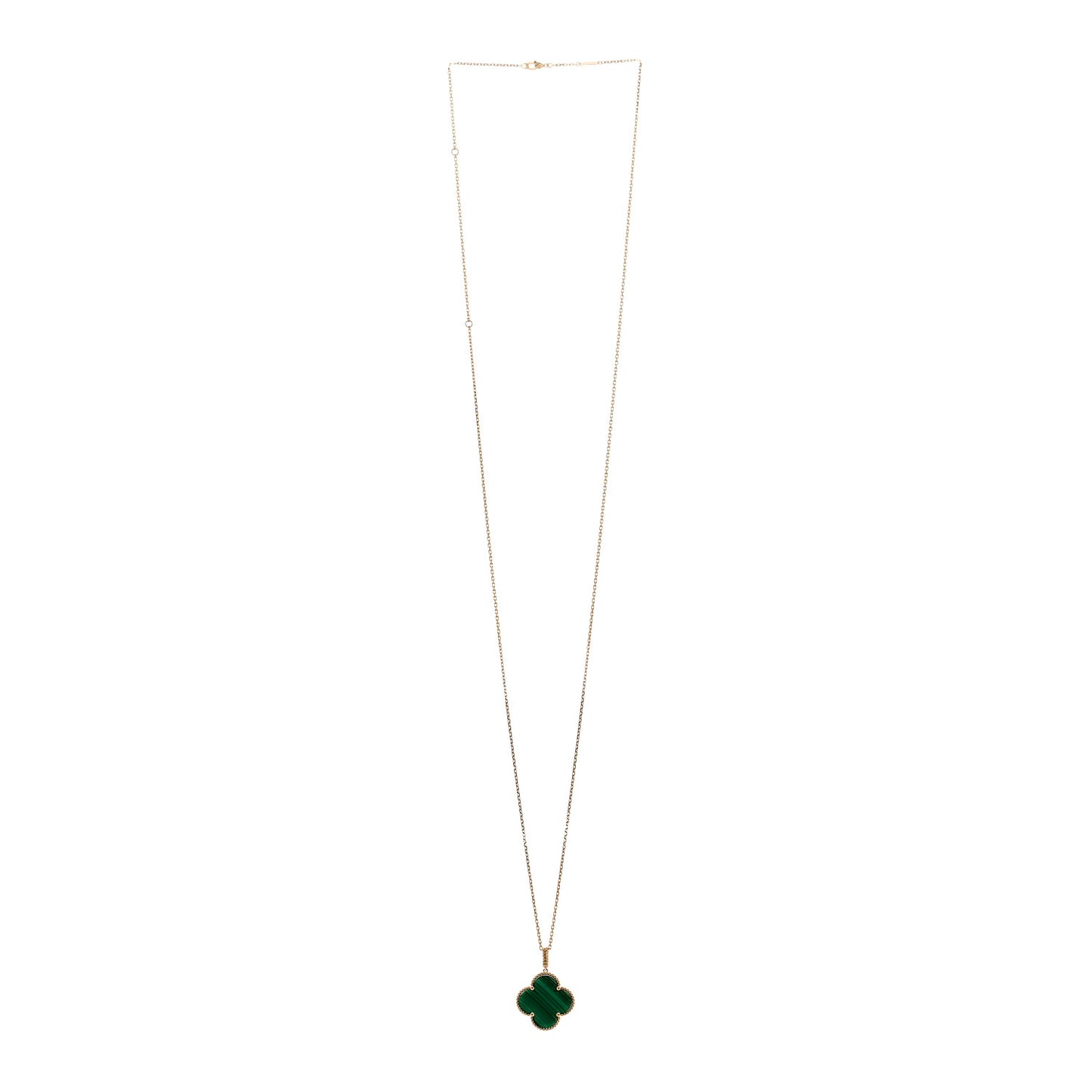 18K Yellow Gold Malachite Magic Alhambra Pendant Necklace