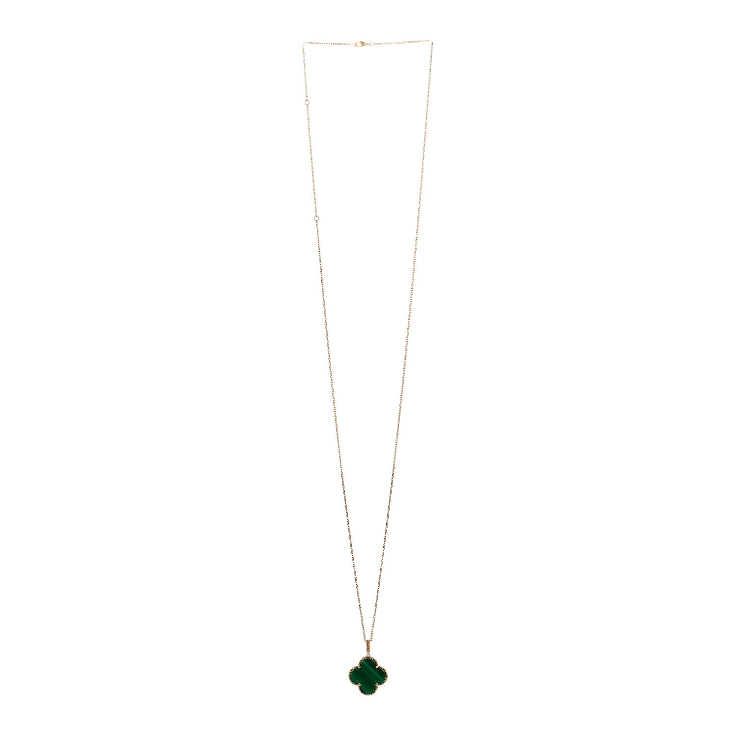 Van Cleef & Arpels 18K Yellow Gold Malachite Magic Alhambra Pendant Necklace 2 of 5