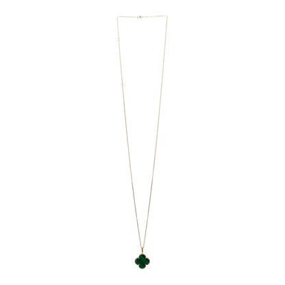Van Cleef & Arpels 18K Yellow Gold Malachite Magic Alhambra Pendant Necklace 2 of 5