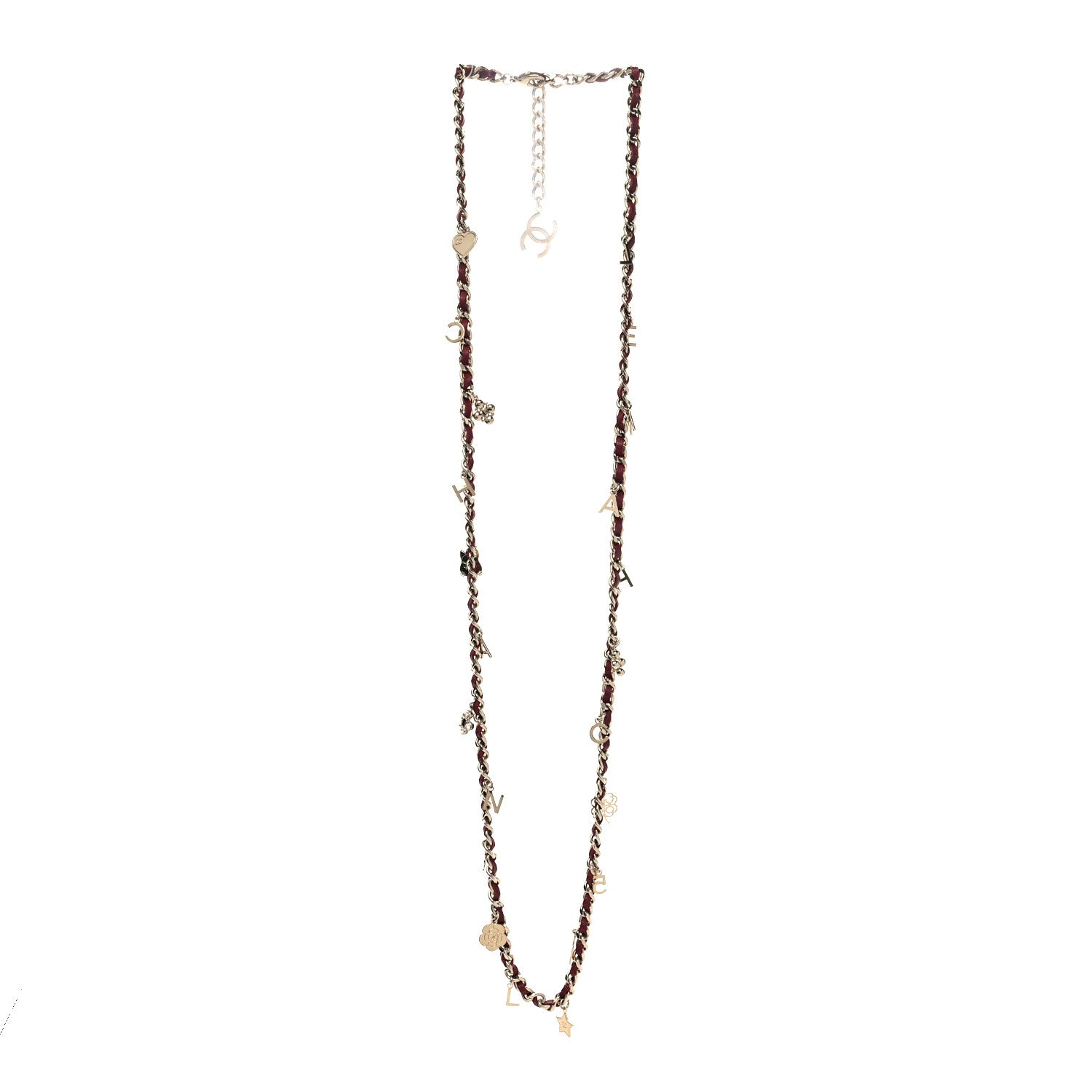 Chanel Lambskin Crystal Pearl Charm Long Necklace Red Gold 3 of 5