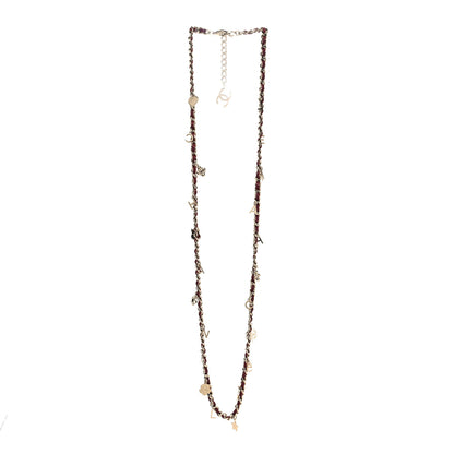 Chanel Lambskin Crystal Pearl Charm Long Necklace Red Gold 3 of 5