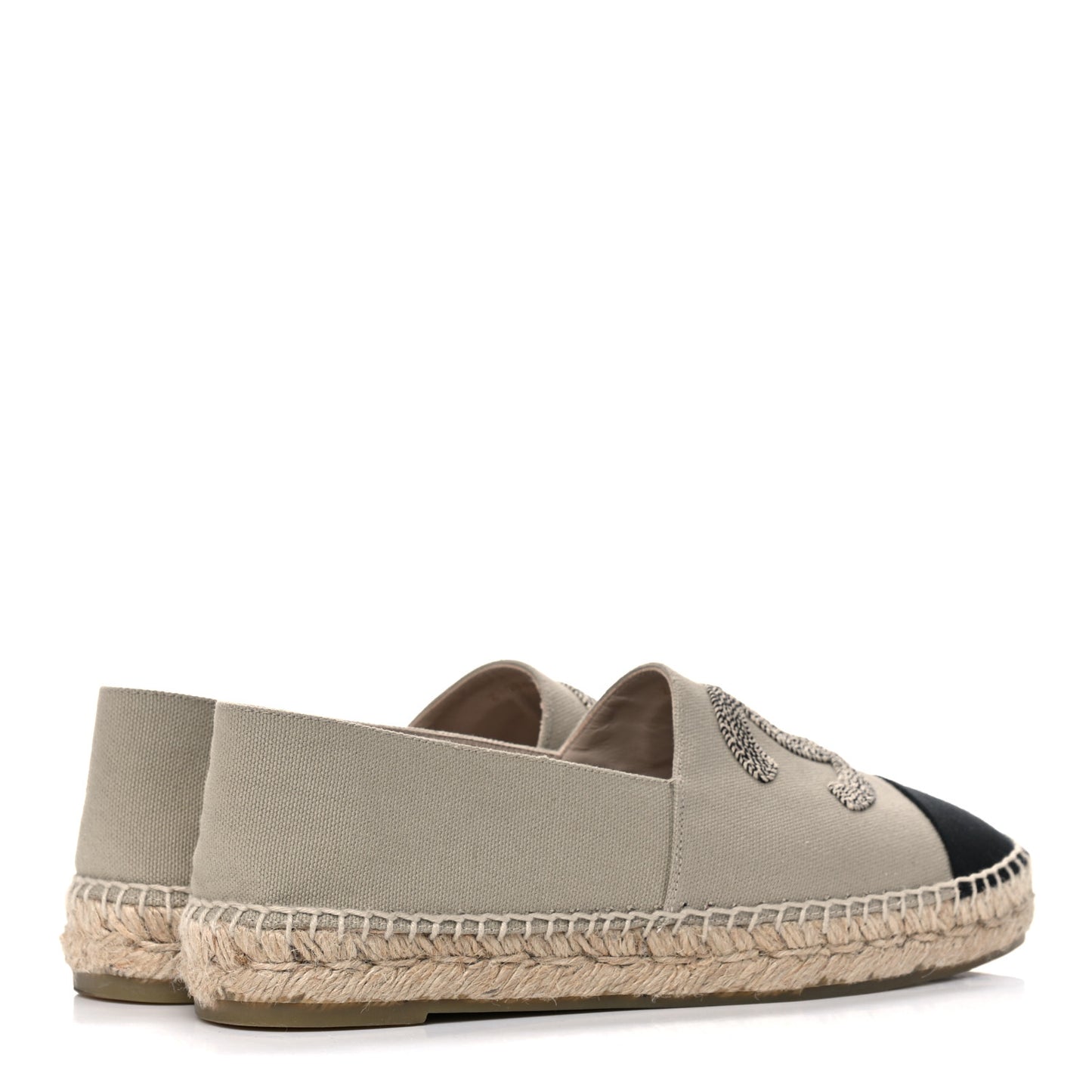 Canvas Grosgrain CC Espadrilles 39 Beige Black
