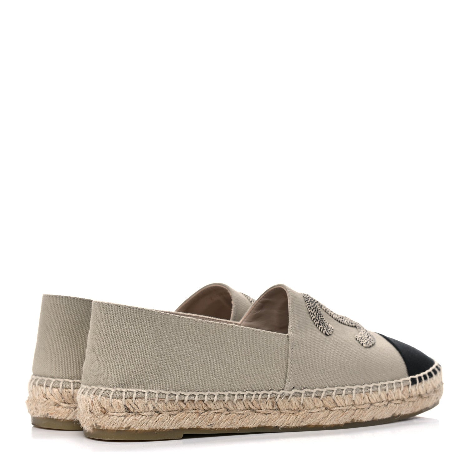 Chanel Canvas Grosgrain CC Espadrilles 39 Beige Black 4 of 9