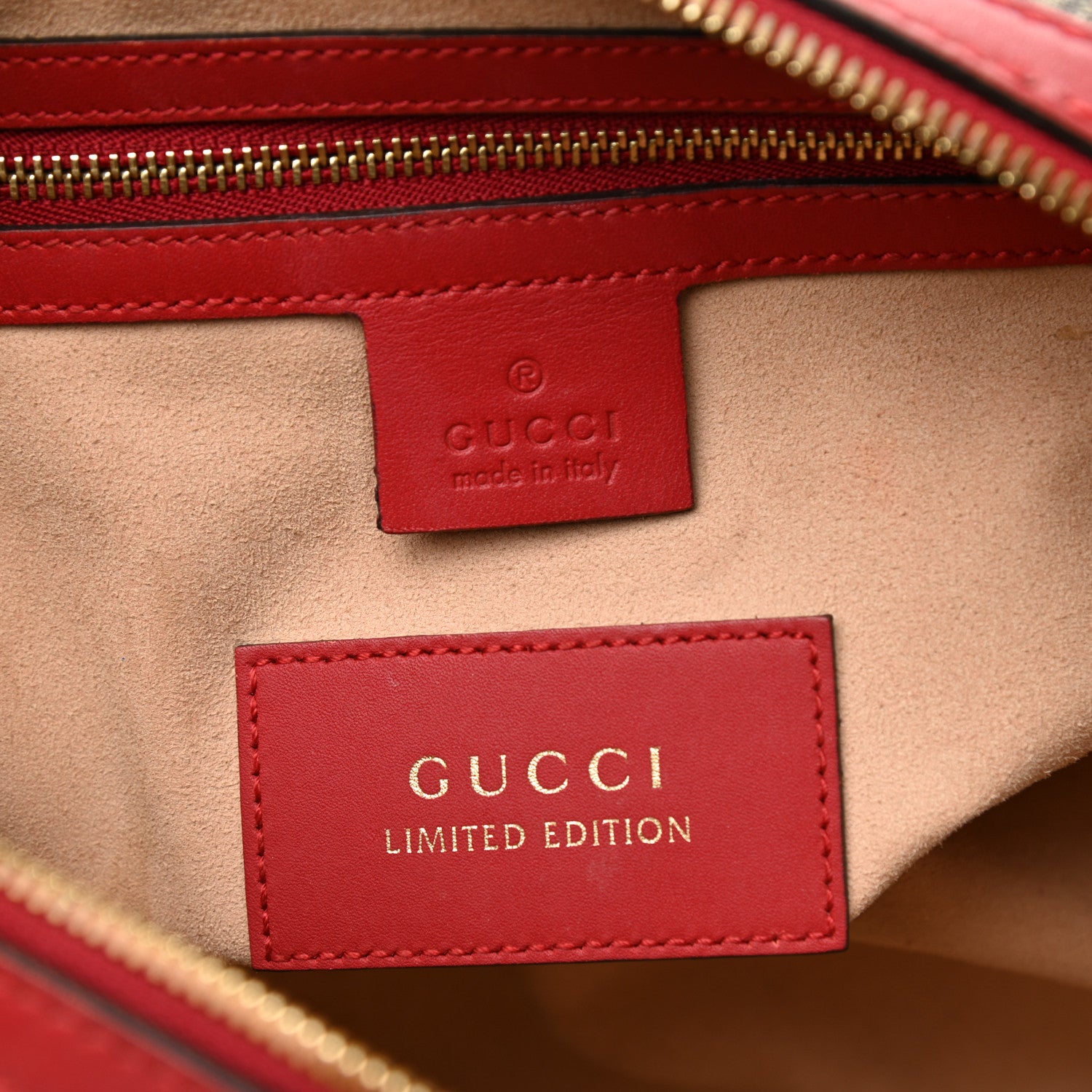 Gucci GG Supreme Monogram Kingsnake Heart Embroidered Small Boston Red 6 of 10