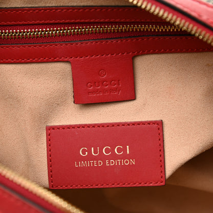 Gucci GG Supreme Monogram Kingsnake Heart Embroidered Small Boston Red 6 of 10