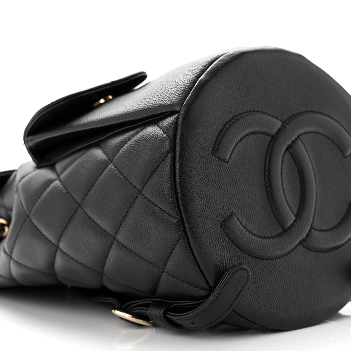 Caviar Quilted Pockets Backpack Black