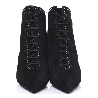 Saint Laurent Suede Blaze Studded Laced Ankle Boots 37 Black 3 of 11