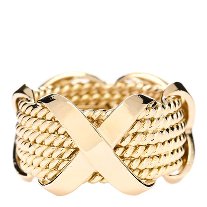 Tiffany 18K Yellow Gold Schlumberger Rope Six Row X Ring 47 4 1 of 4
