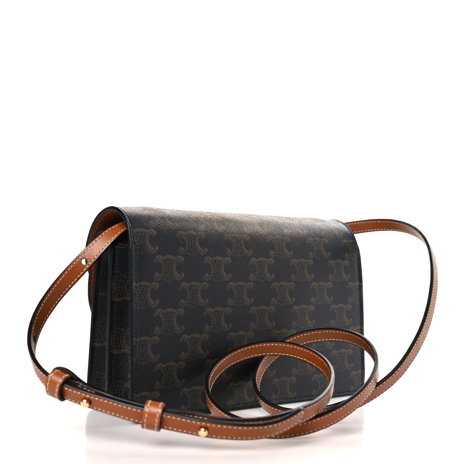 Celine Triomphe Canvas Lambskin Wallet On Strap Tan 3 of 9