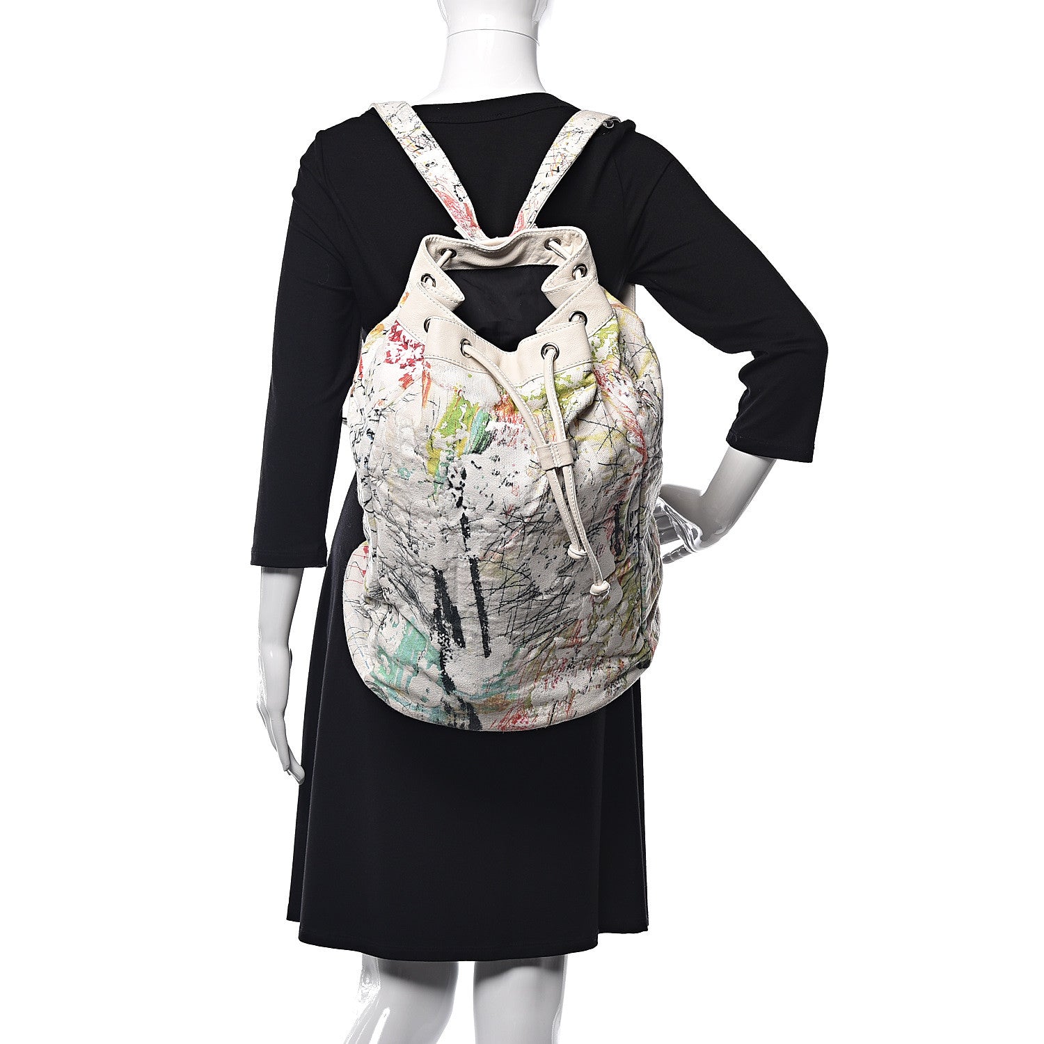 Alexander Wang Canvas Painted Walker Doodle Print Bucket Backpack Multicolor 2 of 13