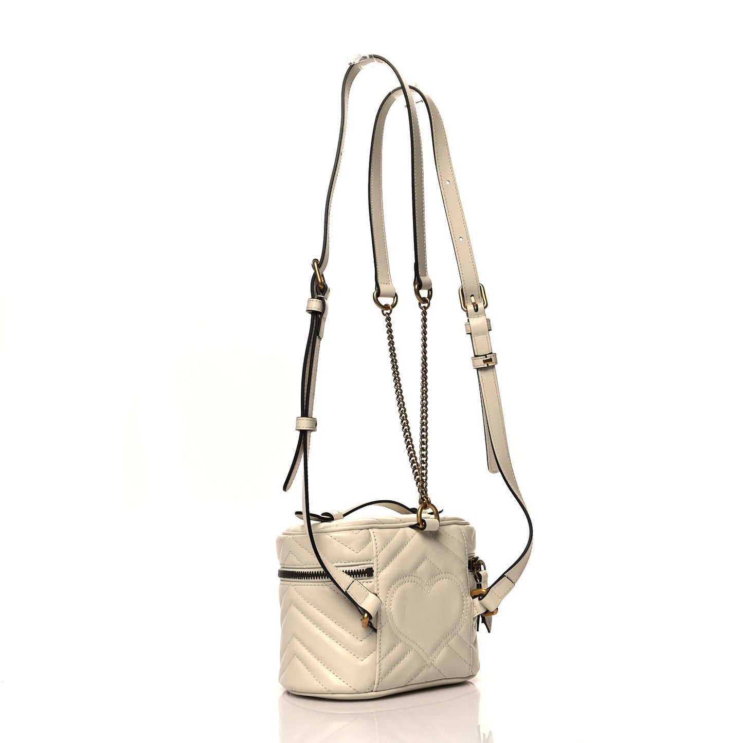 Calfskin Matelasse Mini GG Marmont Round Backpack White