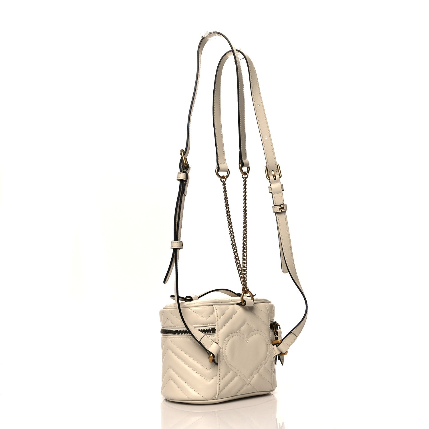 Gucci Calfskin Matelasse Mini GG Marmont Round Backpack White 3 of 10