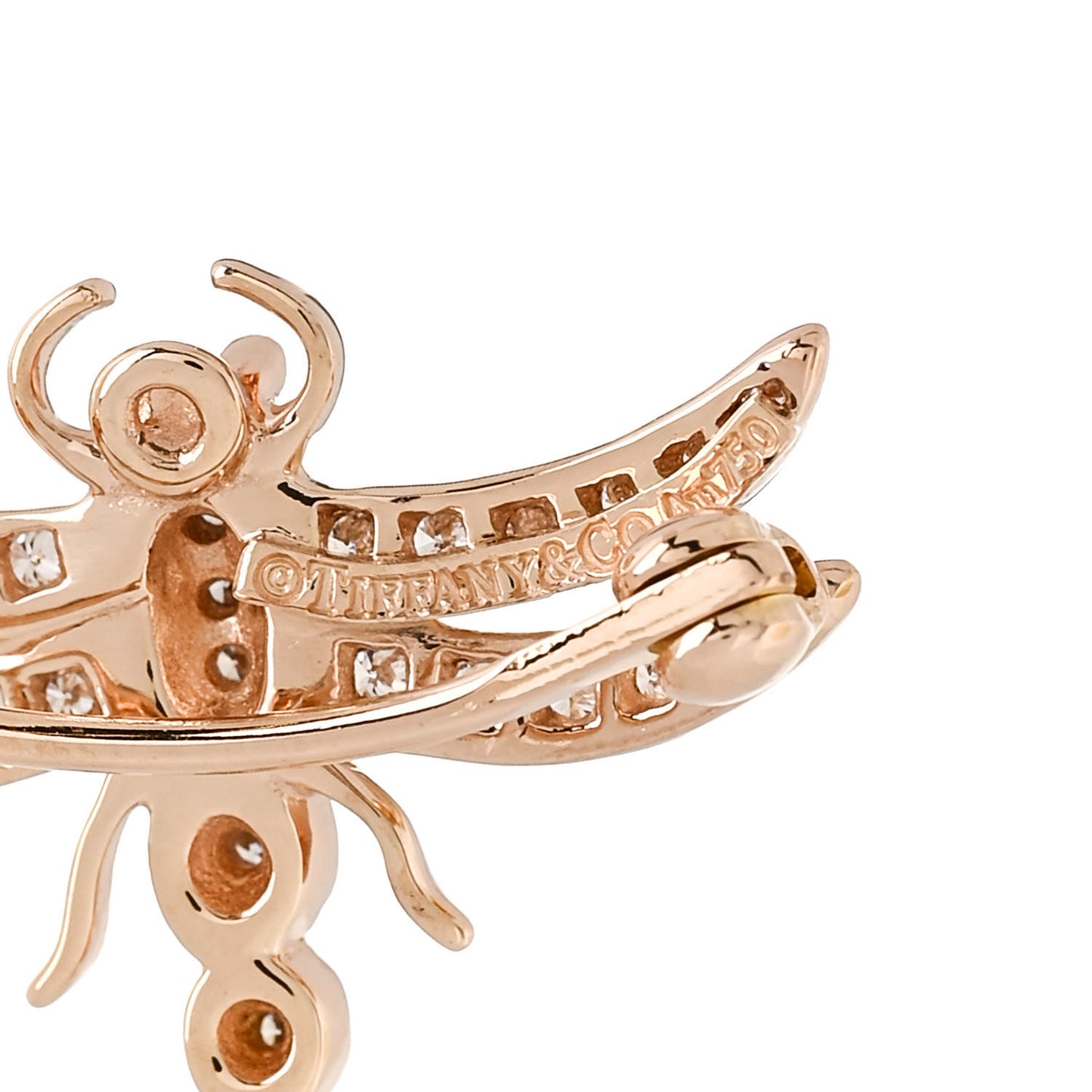 18K Rose Gold Diamond Dragonfly Brooch Pin