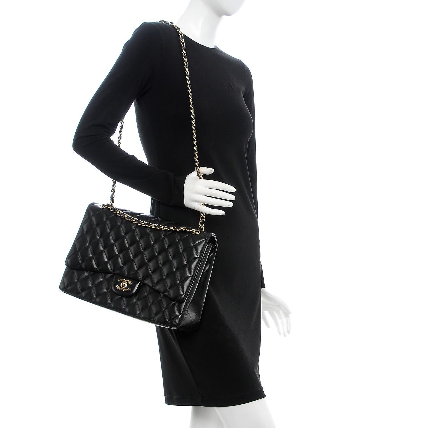 Chanel Lambskin Quilted Maxi Single Flap Black 2 of 9