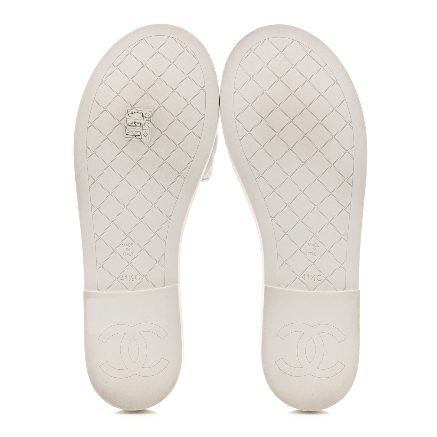 Lambskin Quilted Textured CC Mules Sandals 41.5 White