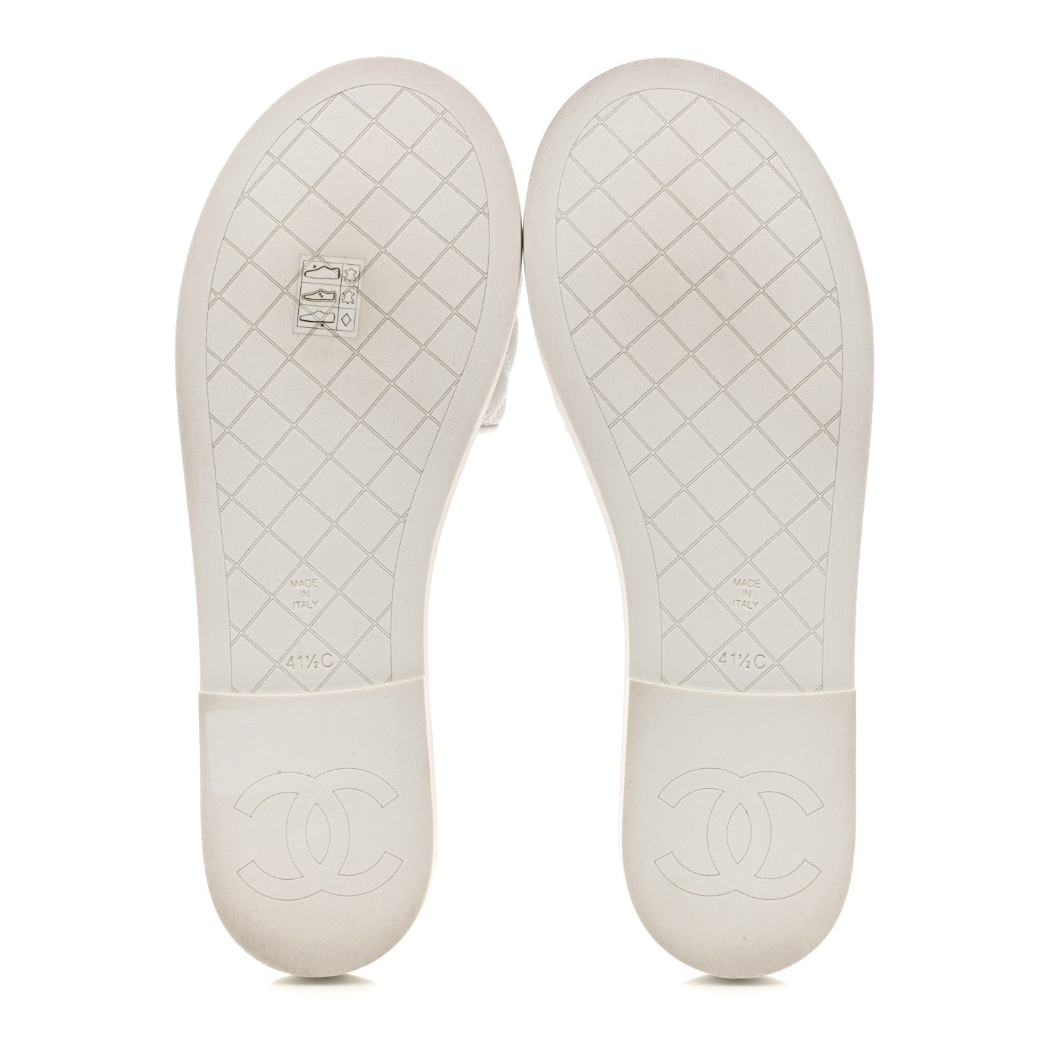 Chanel Lambskin Quilted Textured CC Mules Sandals 41.5 White 6 of 10