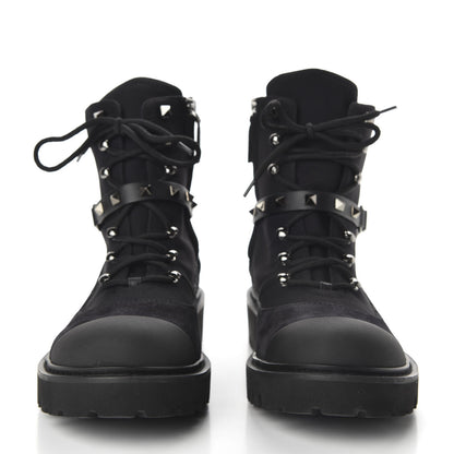 Valentino Garavani Suede Cap Toe Rockstud Combat Boots 40.5 Black 2 of 10
