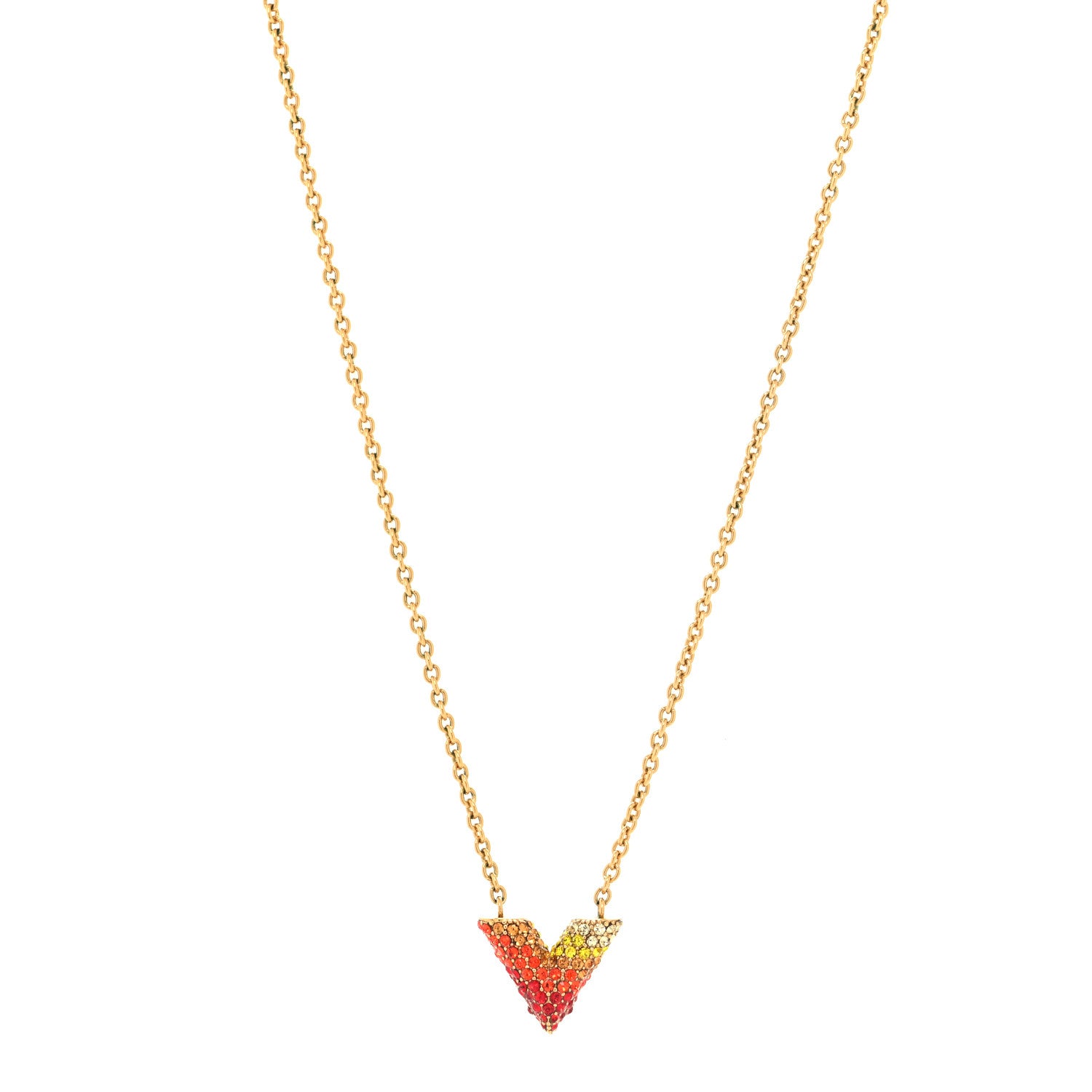Louis Vuitton LOUIS VUITTON Crystal Essential V Necklace Gold Pink Yellow 1 of 6