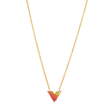 Louis Vuitton LOUIS VUITTON Crystal Essential V Necklace Gold Pink Yellow 1 of 6