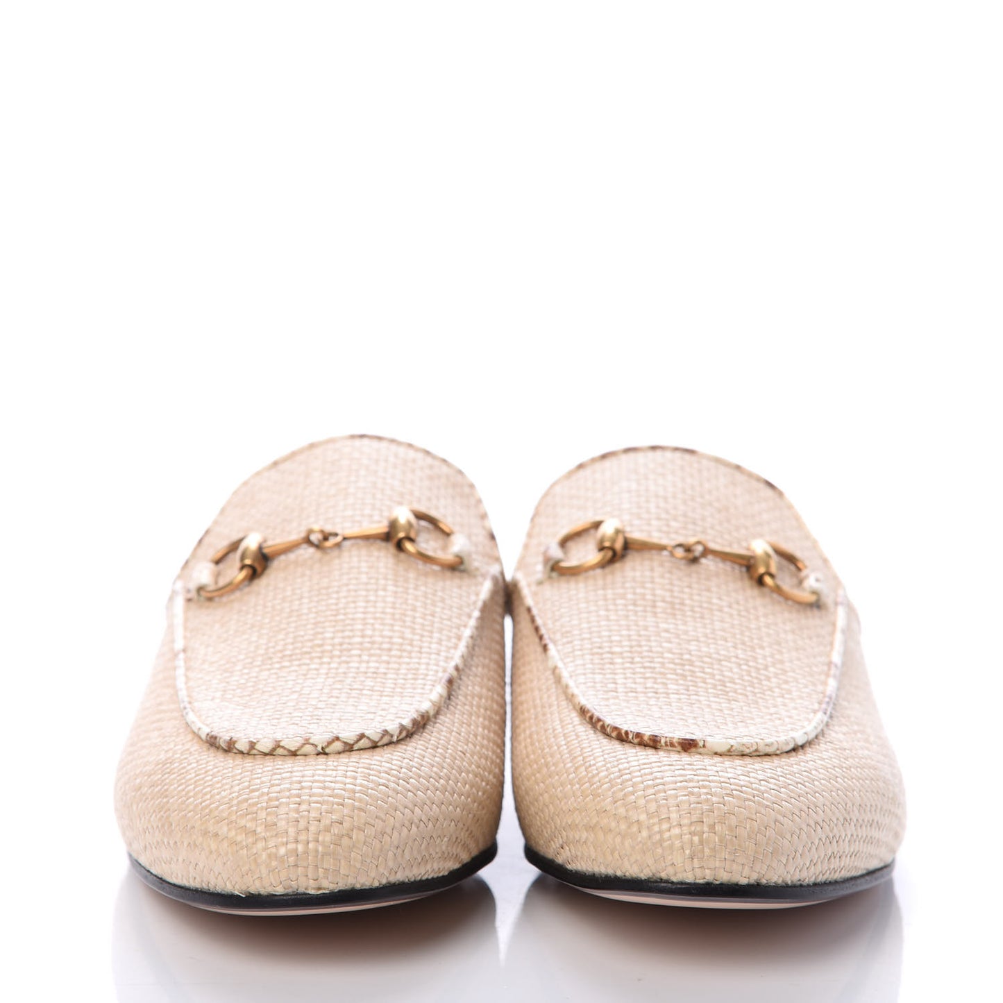 Straw Elaphe Womens Princetown Slippers 37 Natural Cream Brown