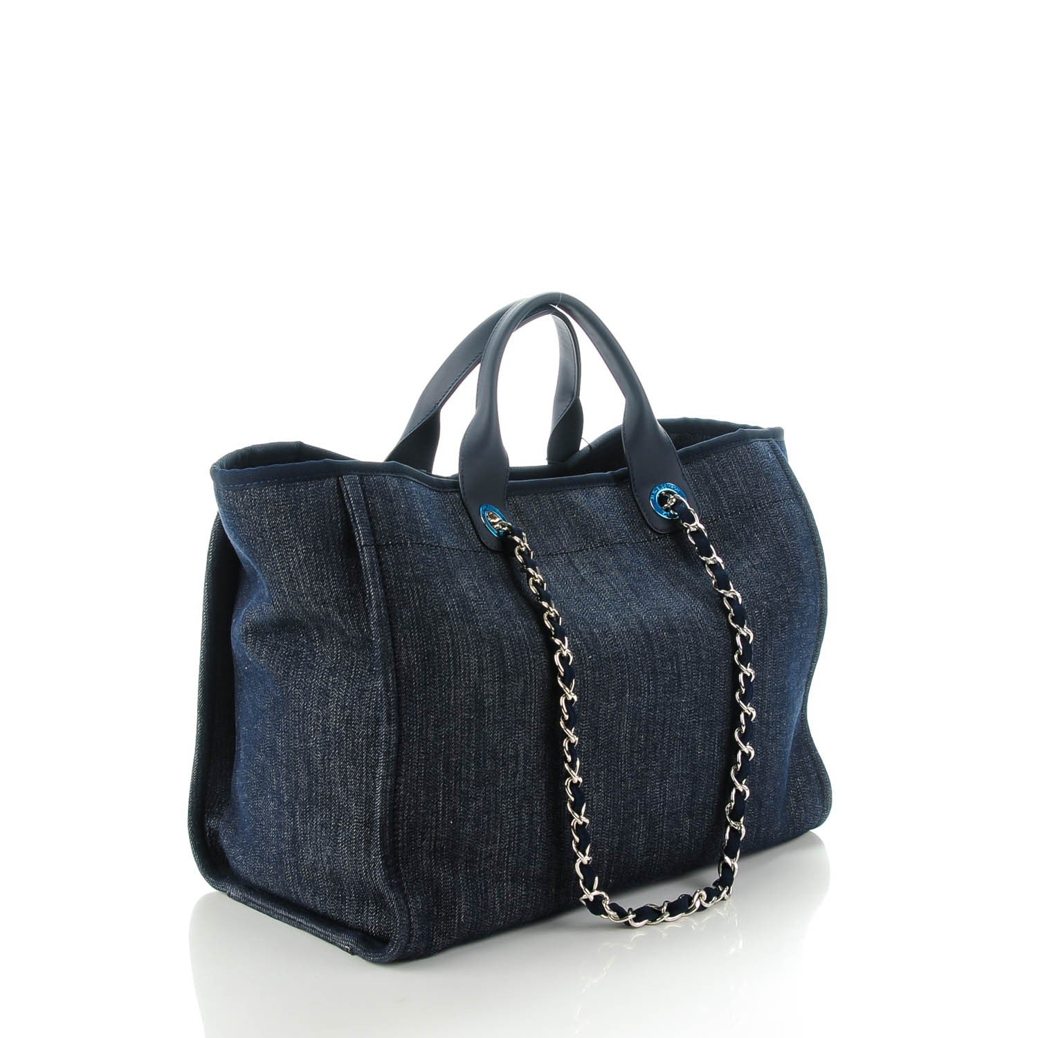 Chanel Denim Large Deauville Tote Dark Blue 3 of 7