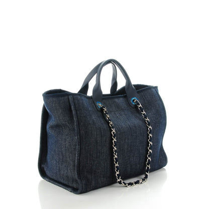 Chanel Denim Large Deauville Tote Dark Blue 3 of 7