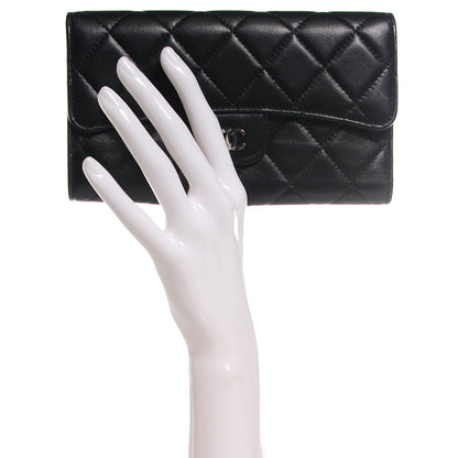 Chanel Lambskin Quilted Large Flap Wallet Black 2 of 8