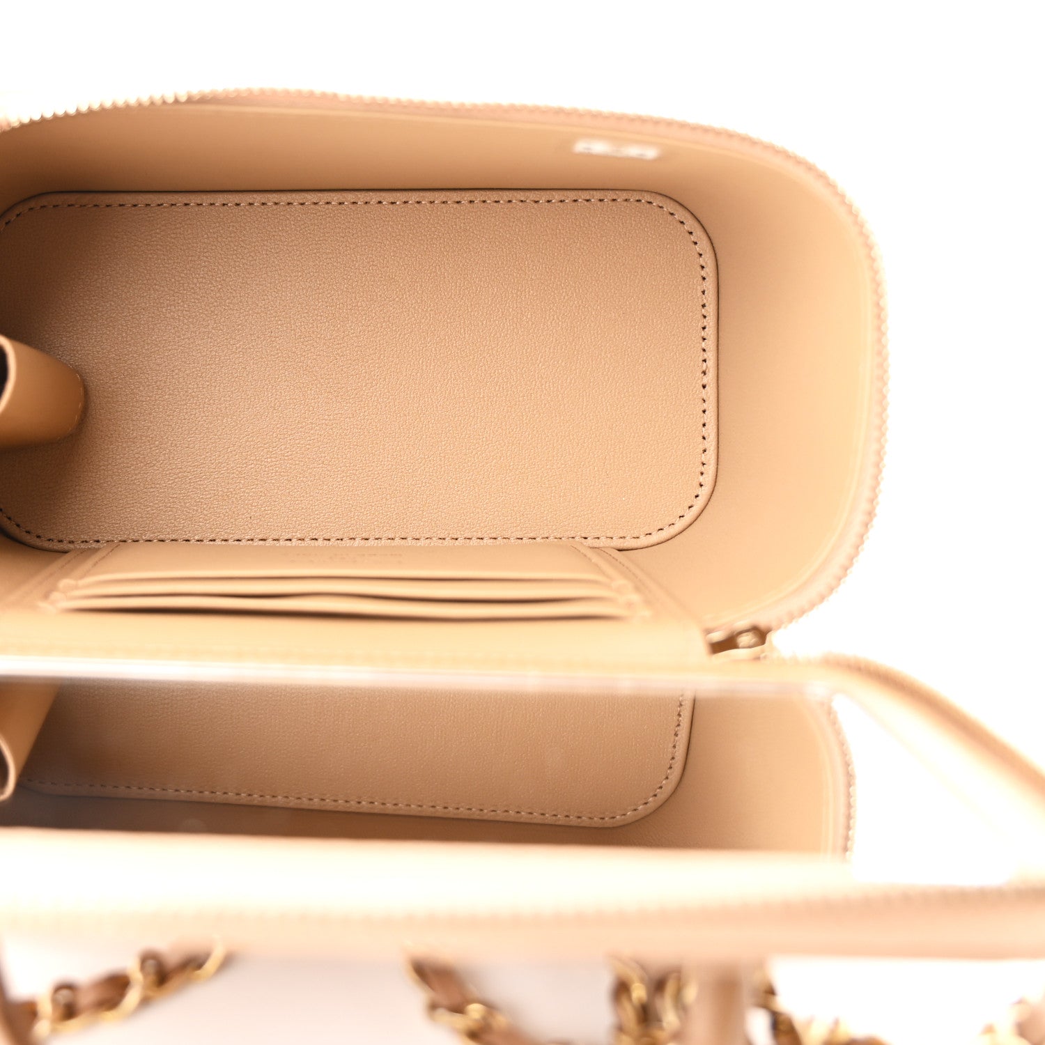Chanel Lambskin Quilted Metal Small Top Handle Vanity Case With Chain Beige 5 of 11