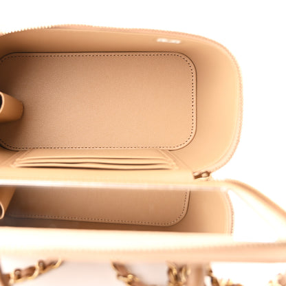 Chanel Lambskin Quilted Metal Small Top Handle Vanity Case With Chain Beige 5 of 11