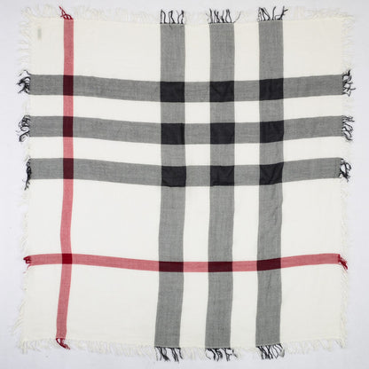 Burberry Extra Fine Wool Giant Check Scarf Ivory 3 of 4