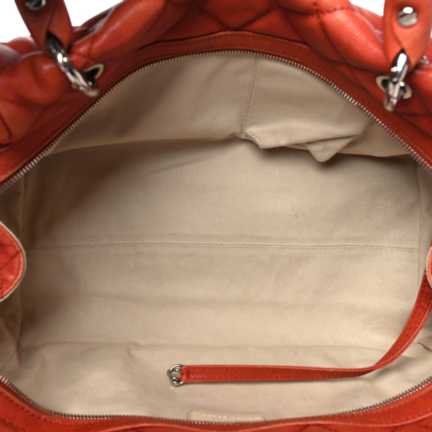 Caviar Quilted Timeless Bowler Orange