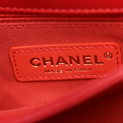 Chanel Lambskin Chevron Quilted Gold Top Handle Flap Bag Red 6 of 10