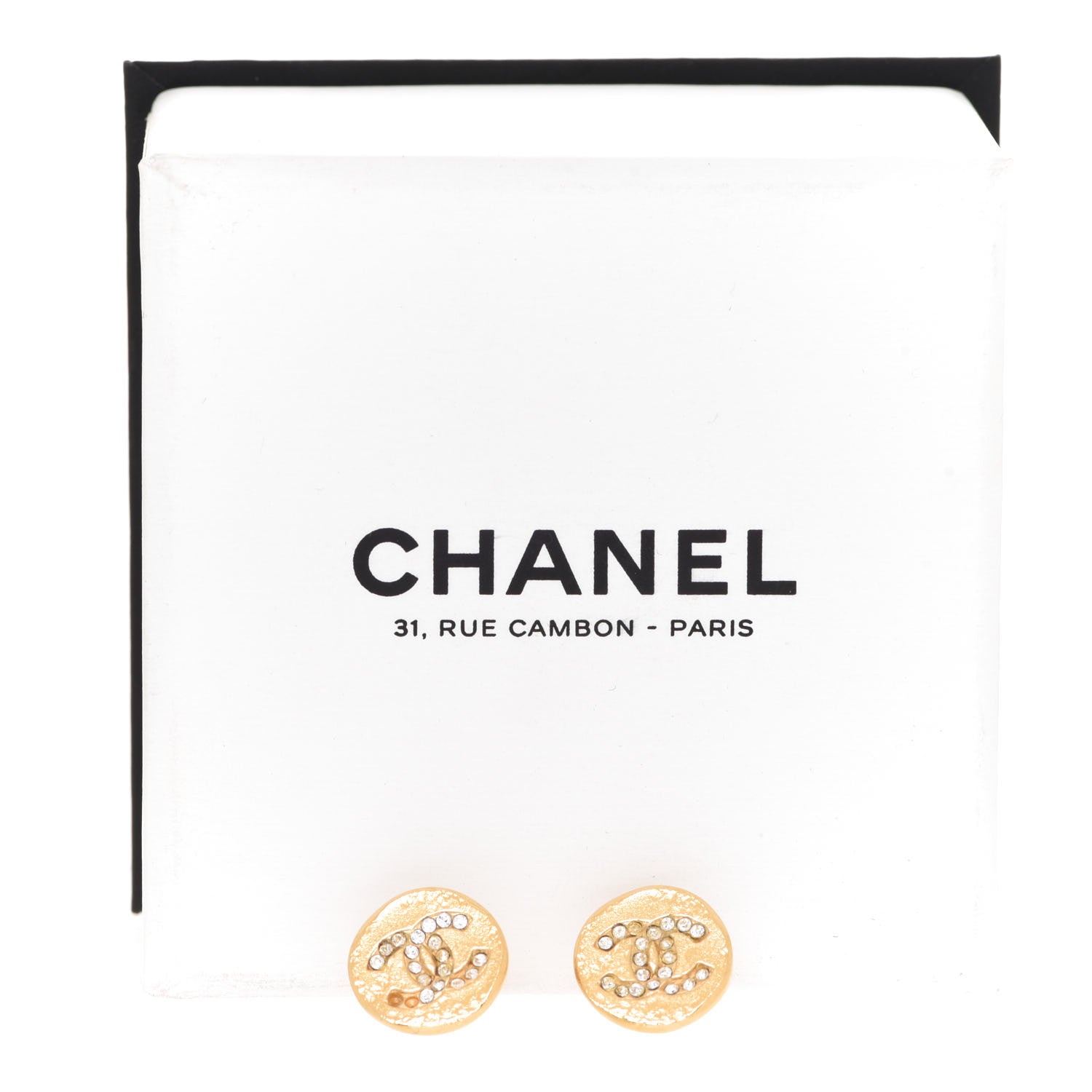 Chanel Crystal CC Round Earrings Gold 5 of 5