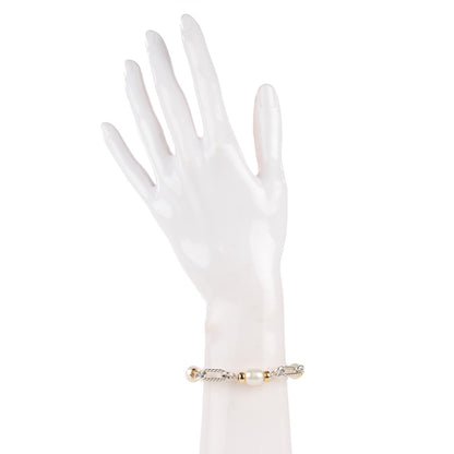 David Yurman Sterling Silver 18K Yellow Gold Pearl Figaro Bracelet 2 of 4