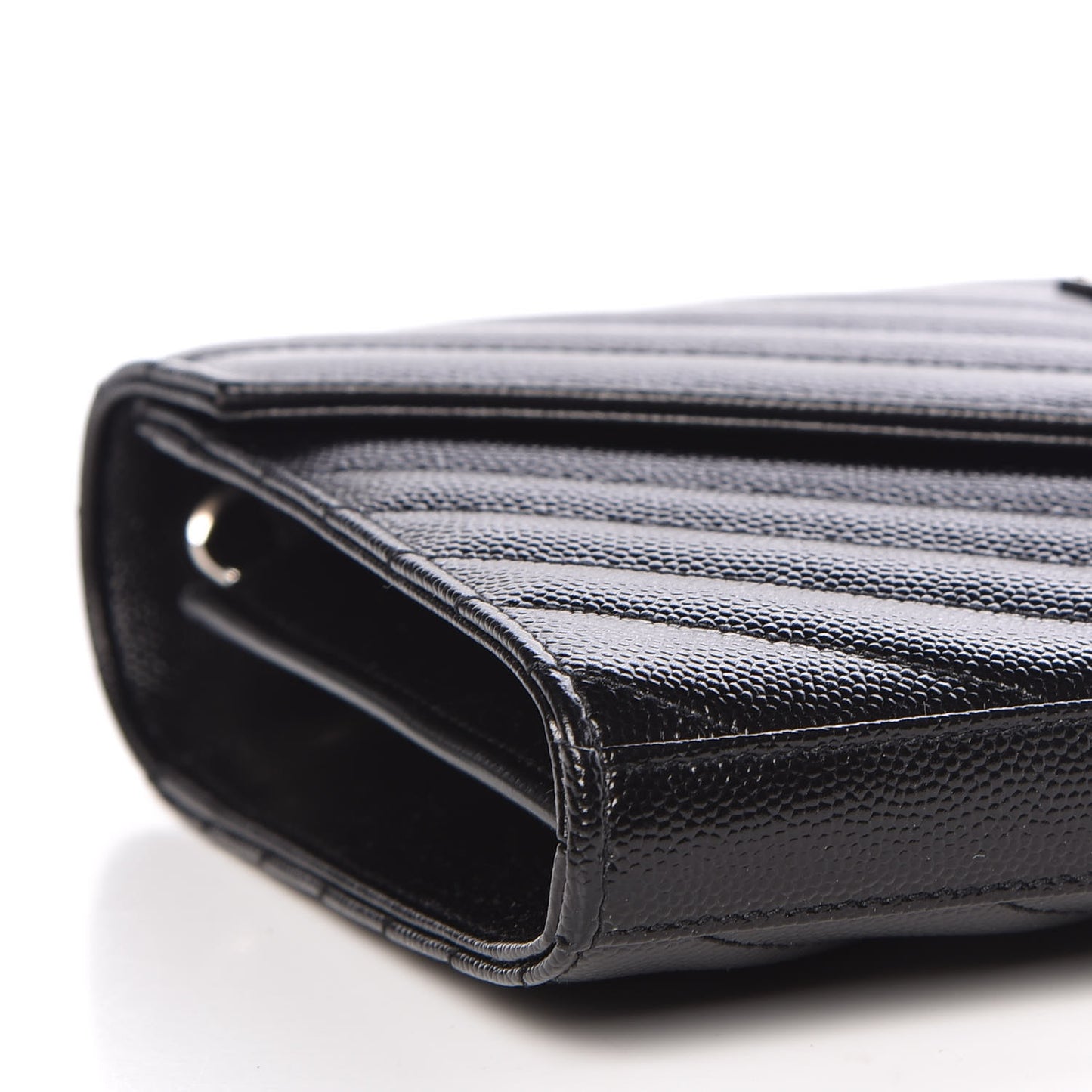 Grain De Poudre Matelasse Chevron Medium Monogram Chain Wallet Black