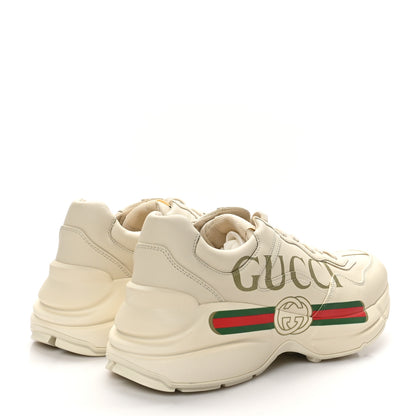 Gucci Calfskin Logo Womens Rhyton Sneakers 38.5 Ivory 5 of 9