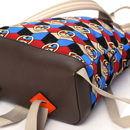 Gucci X THE NORTH FACE Econyl Nylon Geometric Interlocking G Print Medium Backpack Multicolor 9 of 16