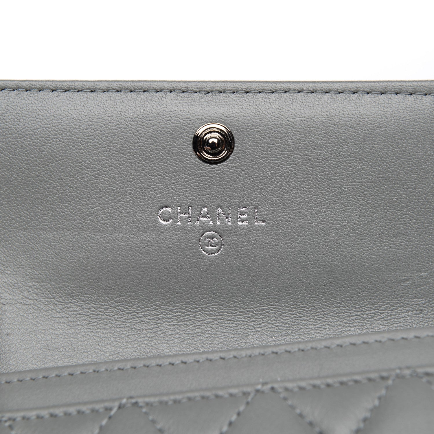 Chanel Calfskin Quilted Boy Card Holder Wallet Grey 6 of 8