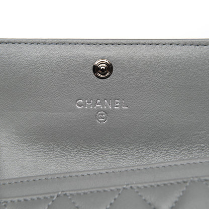Chanel Calfskin Quilted Boy Card Holder Wallet Grey 6 of 8