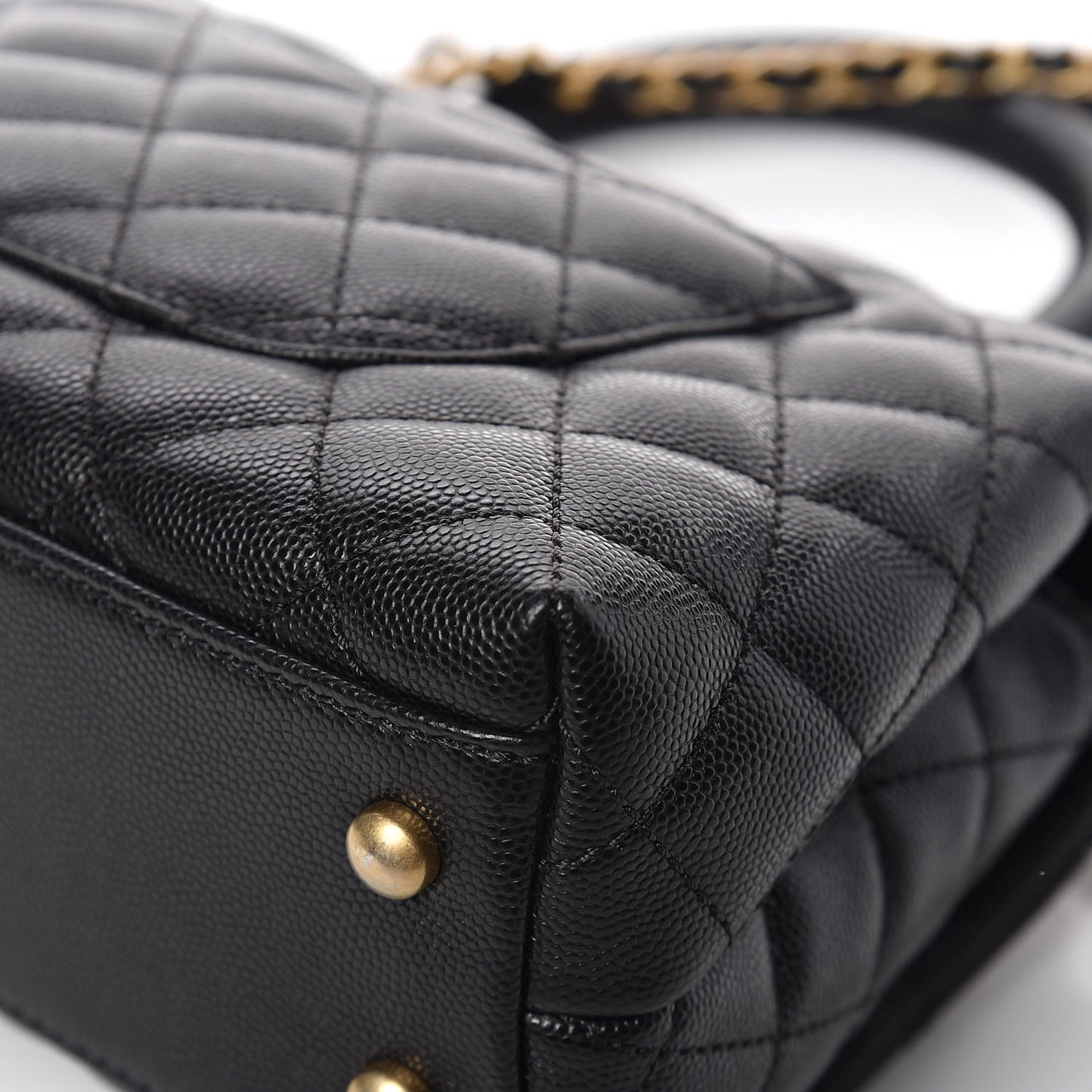 Caviar Quilted Mini Coco Handle Flap Black