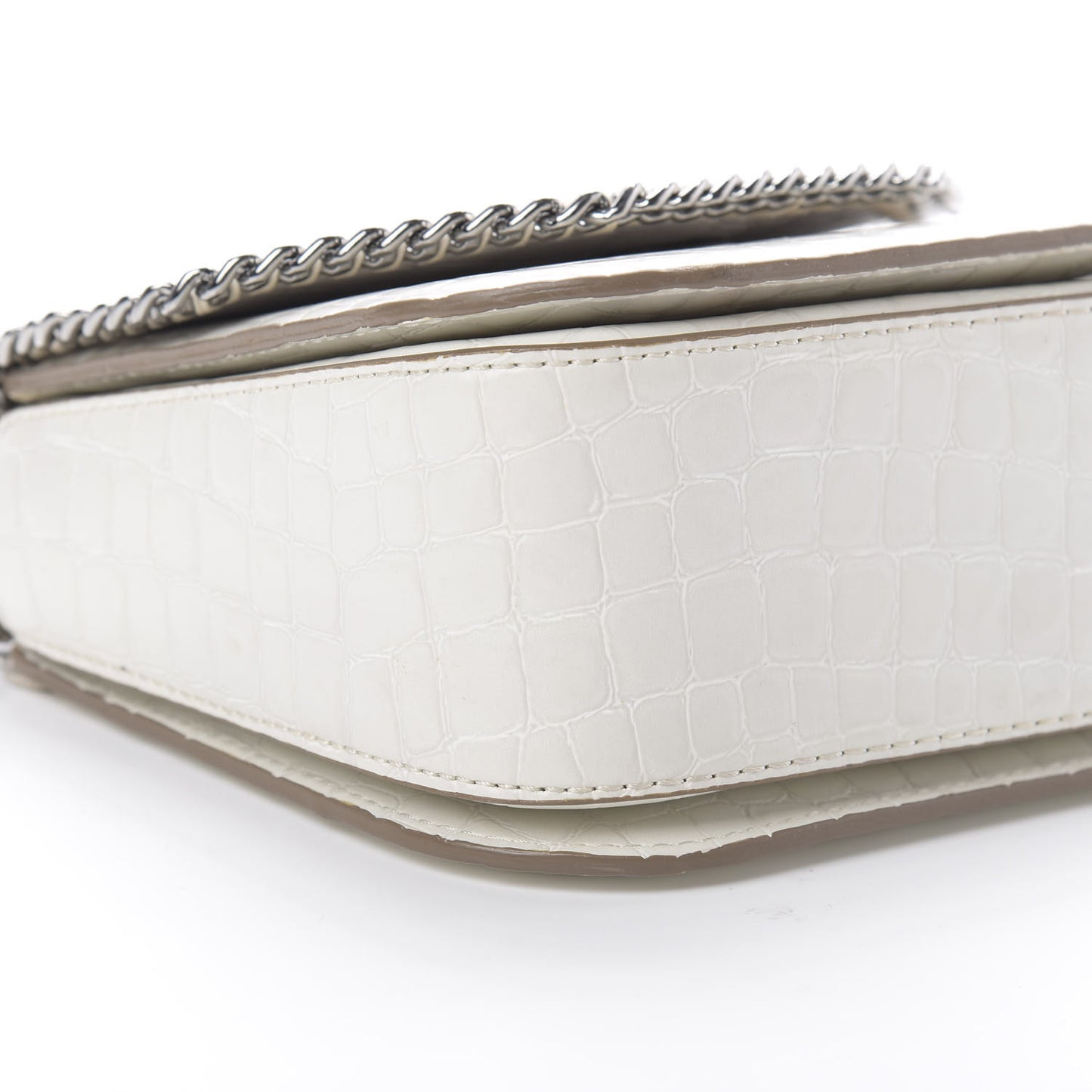 Embossed Crocodile Effect Medium Falabella Box Shoulder Bag Ivory